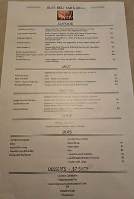 Rust Belt Bar and Grill menu 2