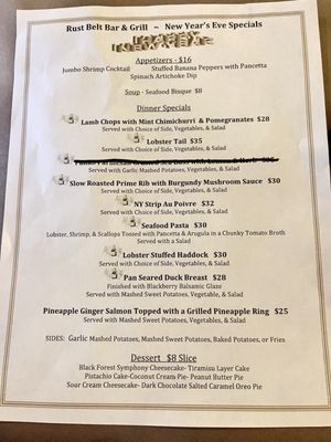 Rust Belt Bar and Grill menu 1